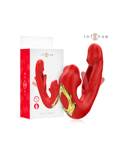 Intense - Nathy Doppelvibrator mit Multifunktions-Stimulierender Mund Rot