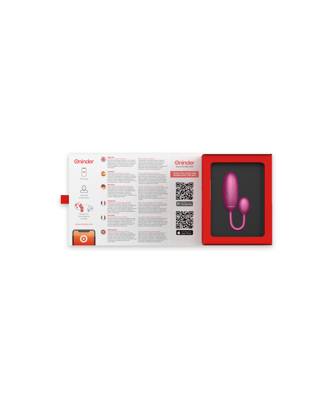 Oninder - Denver Vibrationsei Rosa 7 x 2,7 cm Kostenlose App